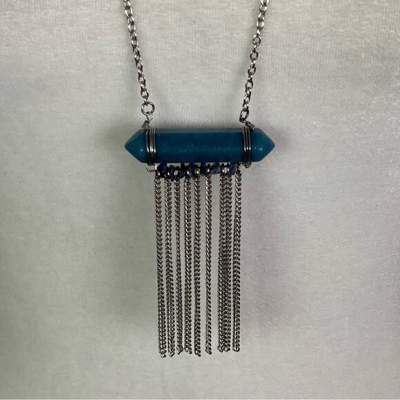 Express Turquoise Stone Fringe Pendant Necklace - Picture 2 of 3